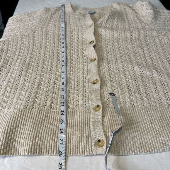 Croft & Barrow Beige Pointelle Knit Button Front Cardigan Sweater Womens 3X - Picture 8 of 10